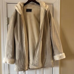 Sag Harbor Cream Suede Teddy Jacket fully fur lined